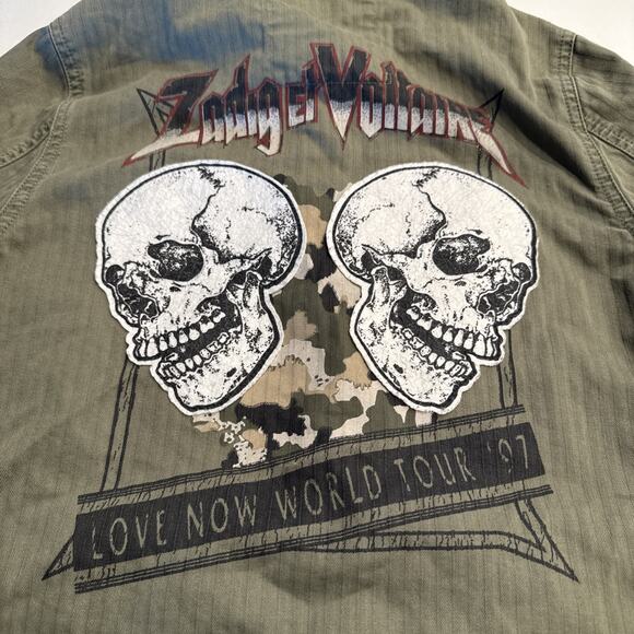 ZADIG & VOLTAIRE Size 10 138 Kids Green Cargo Military Jacket Skulls Embroidered - Picture 3 of 9